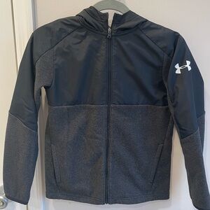 EUC Boys Under Armour black/Gray lightweight jacket Sz YMD